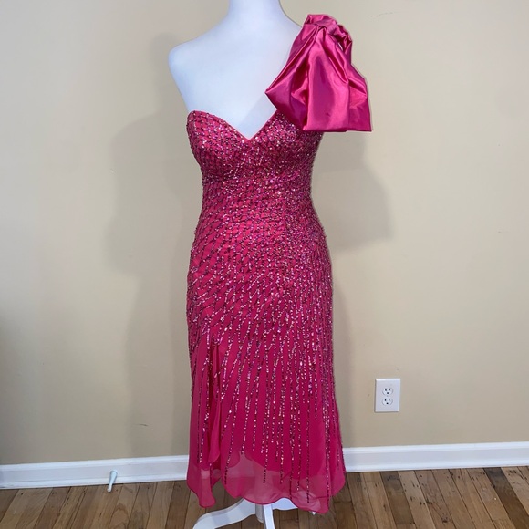 Dave & Johnny Pink One-Shoulder Dress - Picture 2 of 7